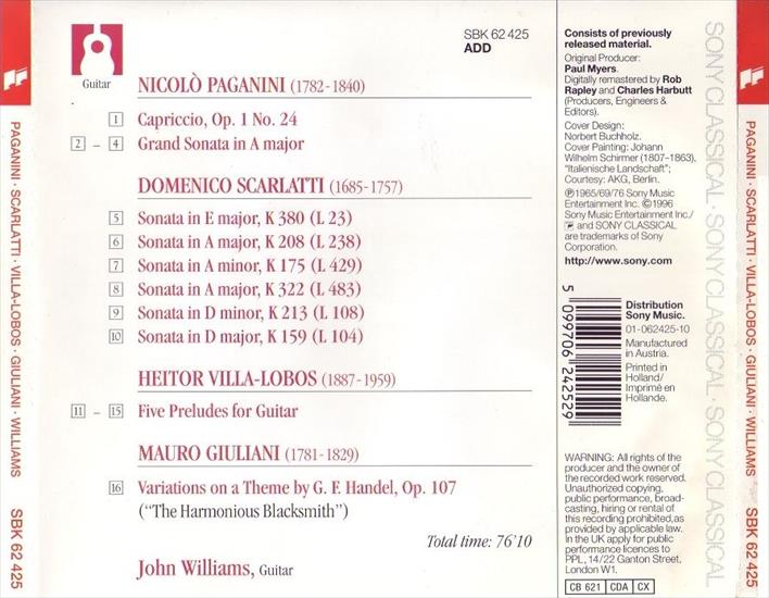 CD BACK COVER - CD BACK COVER - JOHN WILLIAMS - Guitar Recital.bmp