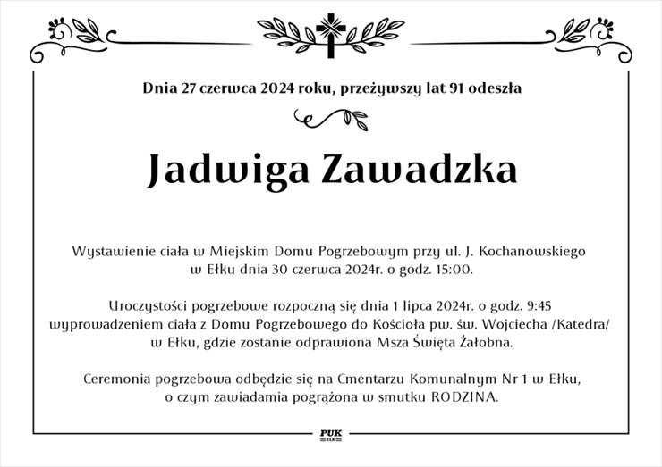 Gunmin Dummledore - Jadwiga Zawadzka - nekrolog 2024-06-27.png